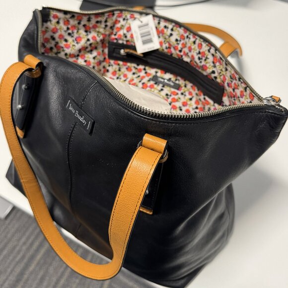 NWT VERA BRADLEY Gallatin Genuine Leather Large Shoulder Tote Bag Black 22318481 - Picture 7 of 9